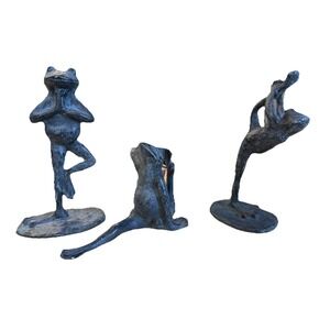 SPI Dancing Frog Figurines Set 3 Yoga Ballet Bronze Style Decor Gift